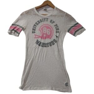 PINK Victoria's Secret University of Pink Warriors Tee XS White Burnout Y2K‎ VTG